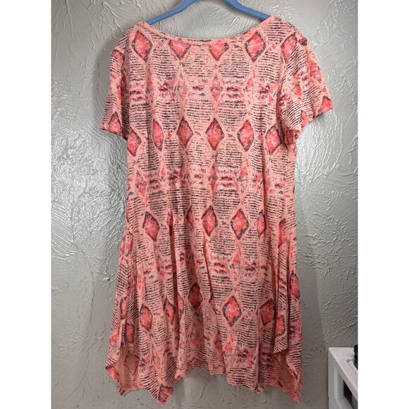 Fresh Produce Cotton Tunic Top Scoop Neck Neutral Ikat Bohemian Casual Sz Large - Picture 2 of 5